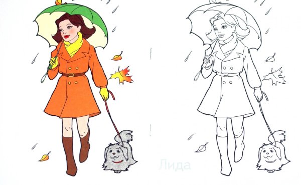 Раскраска девочка в пальто