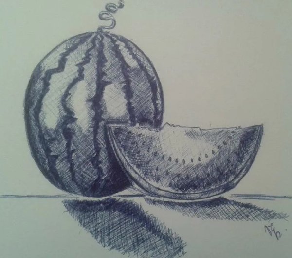 Арбуз карандашом