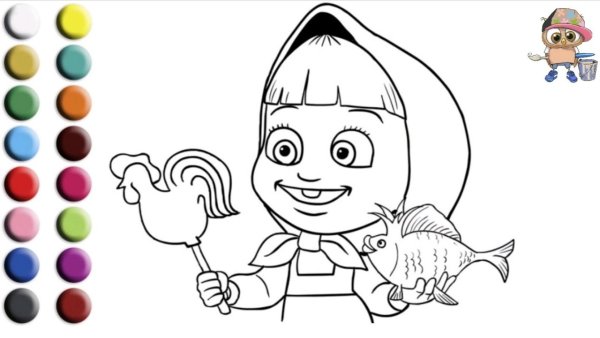 Маша и медведь карандашом