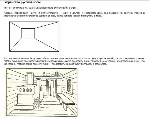 Внутреннее убранство русской избы схема