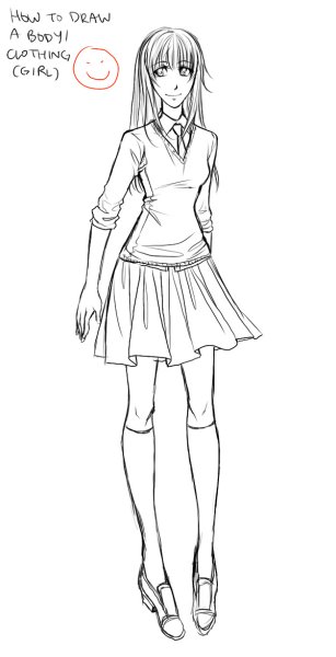 Рисунок девушки карандашом в полный рост