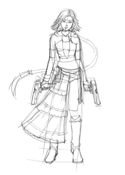 Девушка карандашом в полный рост