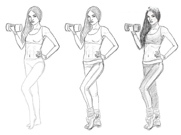 Люди в полный рост для срисовки карандашом