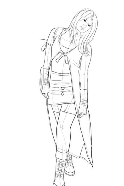 Модные девочки карандашом