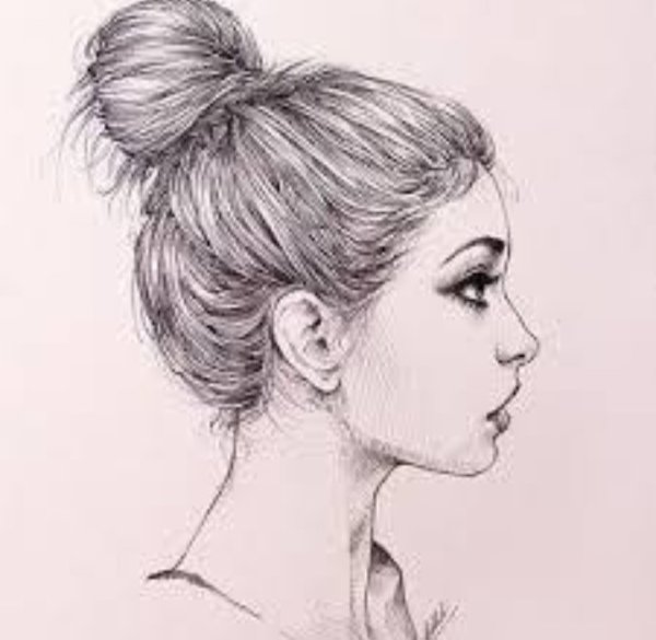 Портрет девушки в профиль карандашом