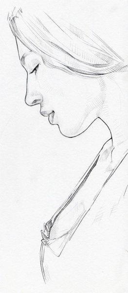 Лицо в профиль карандашом