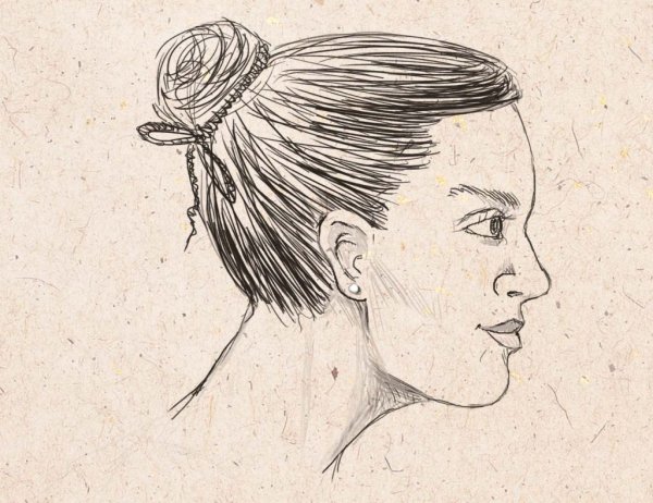 Лицо в профиль карандашом