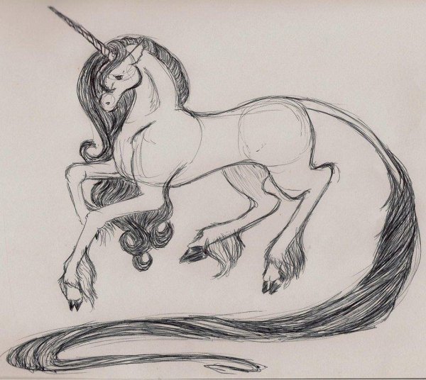 Набросок единорога для рисования