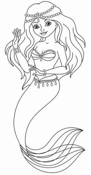 Русалка на ветвях раскраска