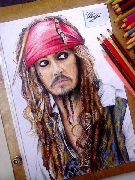 Джонни Депп портрет тушью