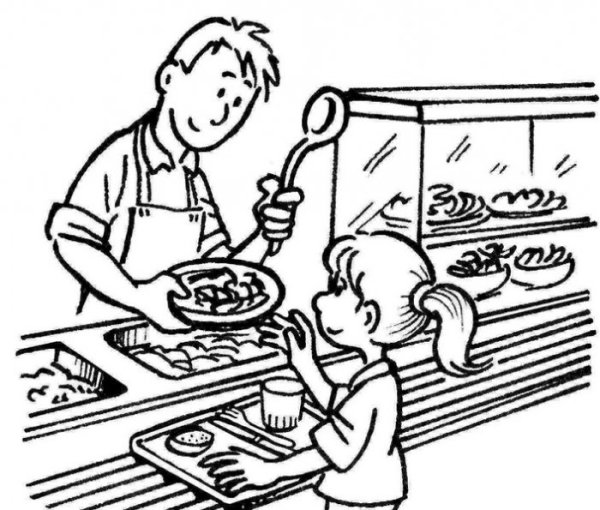 Школьная столовая раскраска