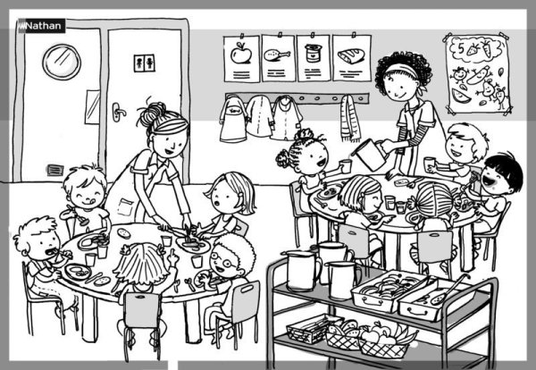 Раскраска ребенок завтракает