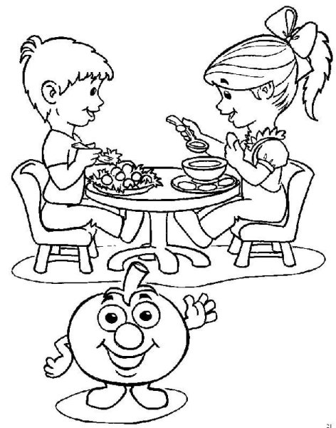 Дети за партой раскраска