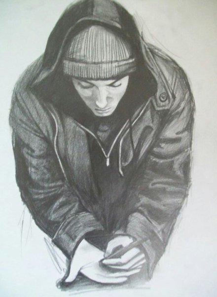 Нарисованный парень в капюшоне