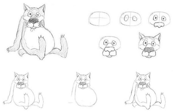 Поэтапное рисование волка для дошкольников