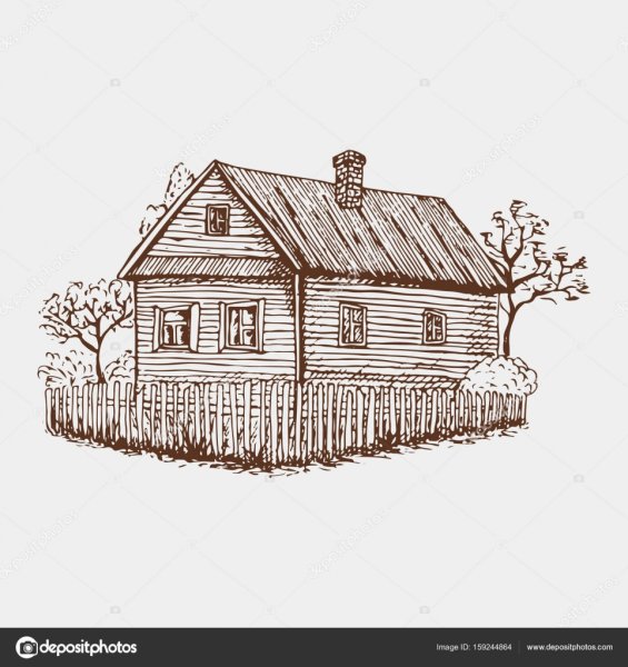 Деревенский домик эскиз