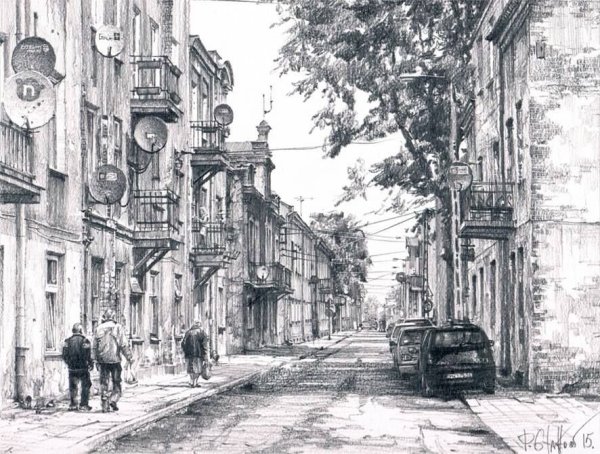 Городской пейзаж в графике