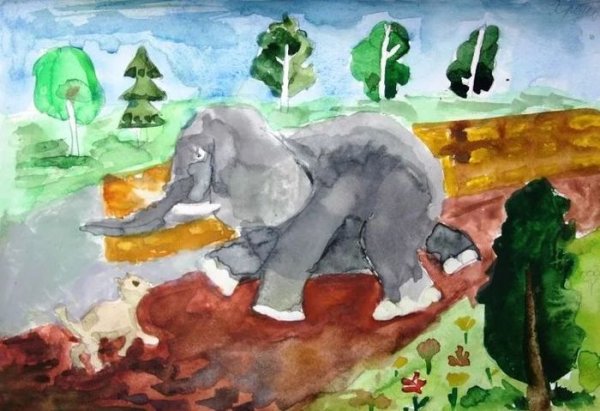 Слон и моська раскраска