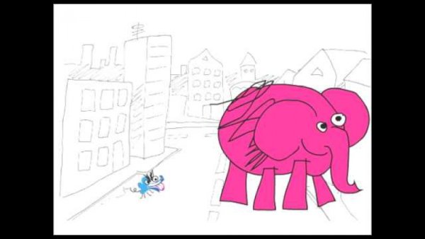 Рисунок к басне Крылова слон и моська