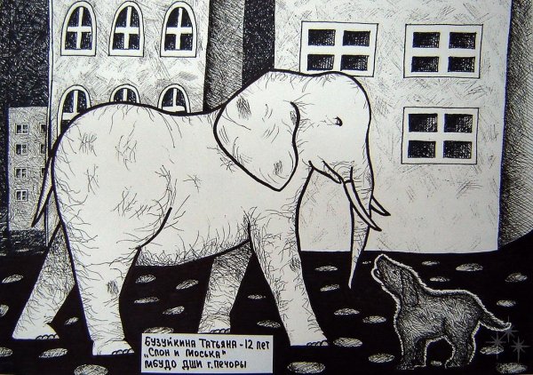 Раскраска к басне слон и моська