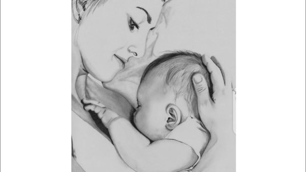 Мать с ребенком рисунок карандвш