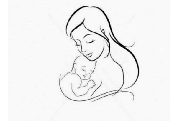Образ матери и ребенка черно белый