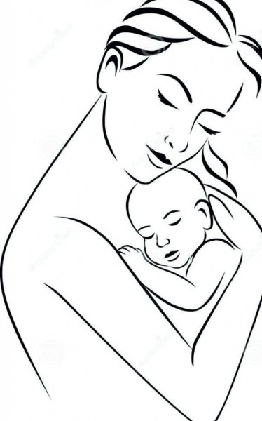 Контурное изображение матери и младенца