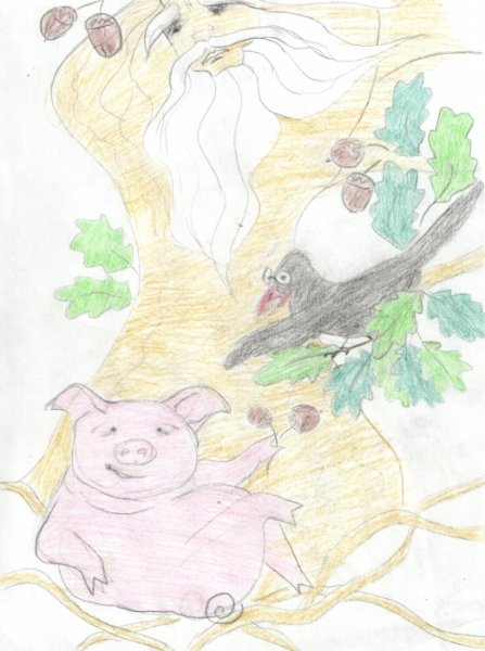 Крылов свинья под дубом басня иллюстрация