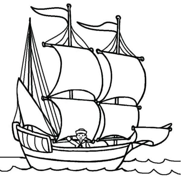 Рисунки корабль в море лёгкий