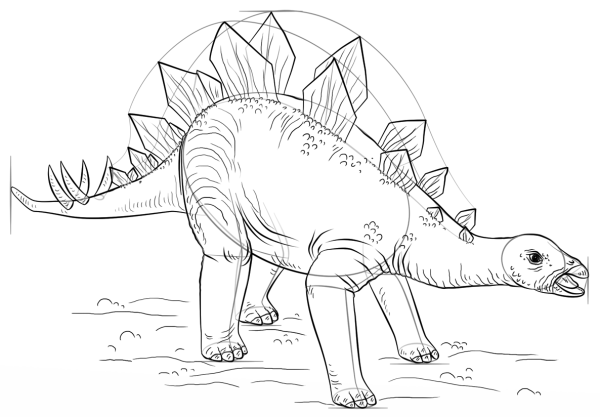 Рисуем динозавра поэтапно