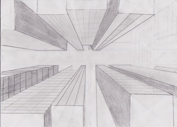 Дом снизу карандашом перспектива