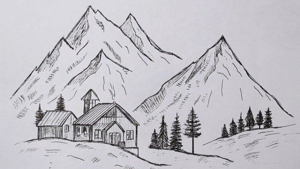 Рисование гор карандашом