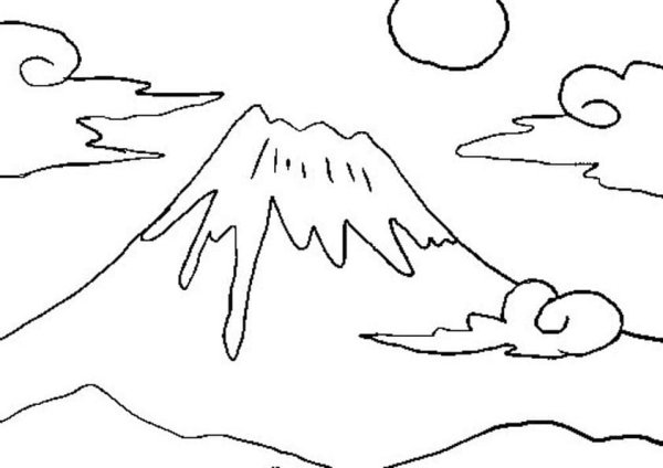 Набросок пейзажа горы карандашом для детей