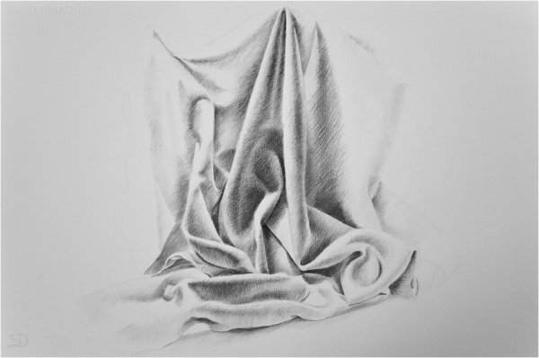 Складки ткани карандашом