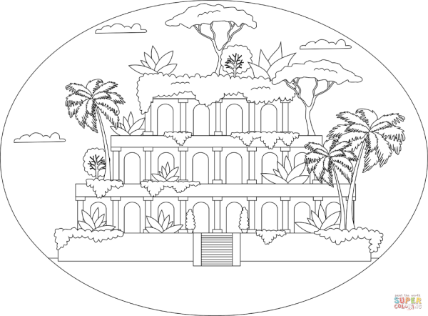 Висячие сады Семирамиды раскраска