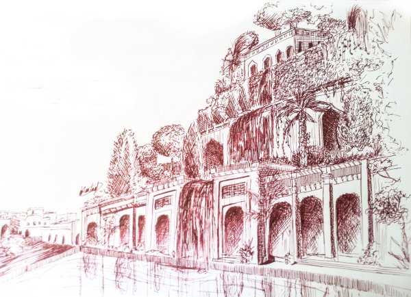 Висячие сады Семирамиды в Вавилоне раскраска