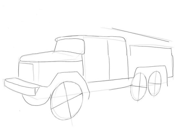 Пожарная машина поэтапное рисование для детей