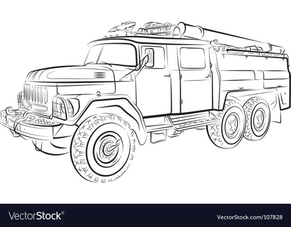 Пожарная машина сбоку рисунок