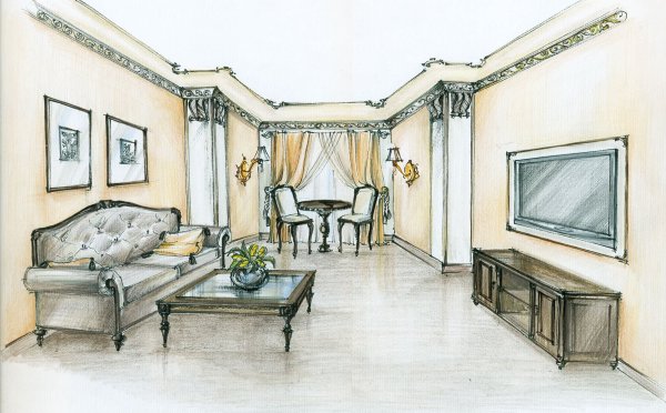 Интерьер рисунок