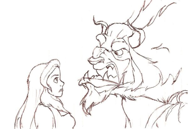 Красавица и чудовище карандашом