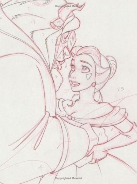 Красавица и чудовище карандашом