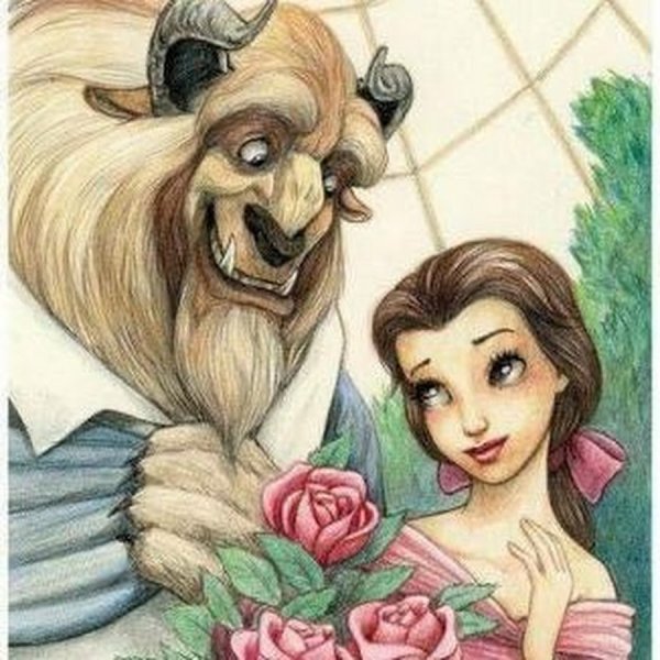 Красавица и чудовище рисунок детский