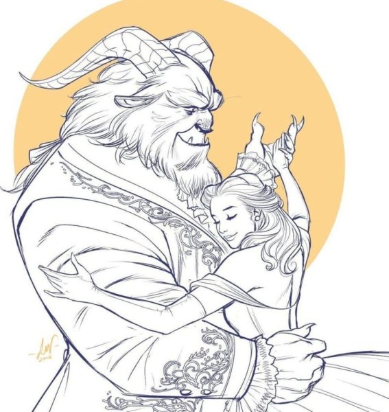 Красавица и чудовище карандашом