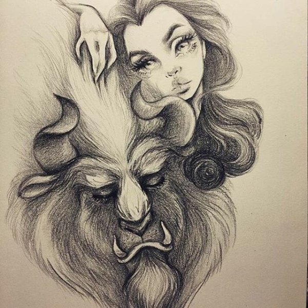 Красавица и чудовище эскиз