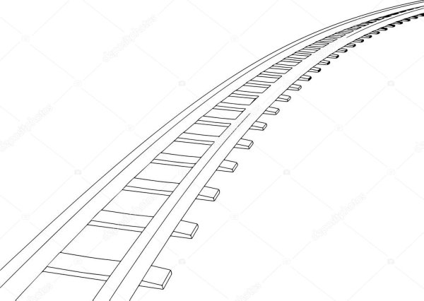 Поезд вектор рельсы сбоку