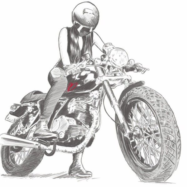 Мотоциклист карандашом