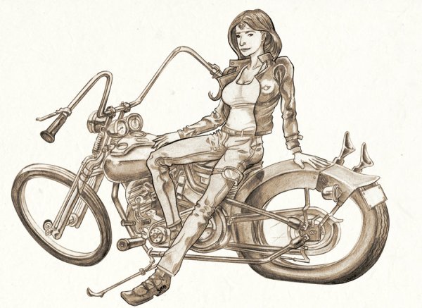 Эскиз байкерши