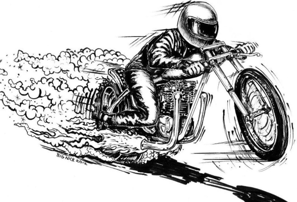 Байкер карикатура набросок