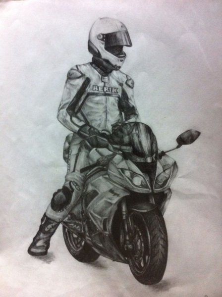 Мотоцикл арт карандашом