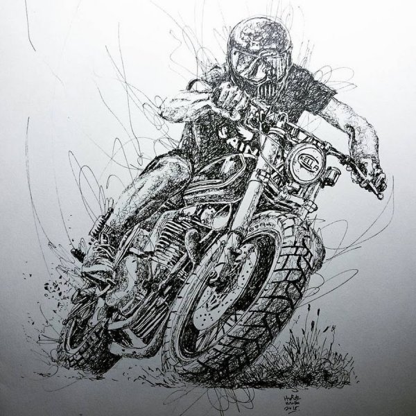 Татуировка мотоцикл эскиз